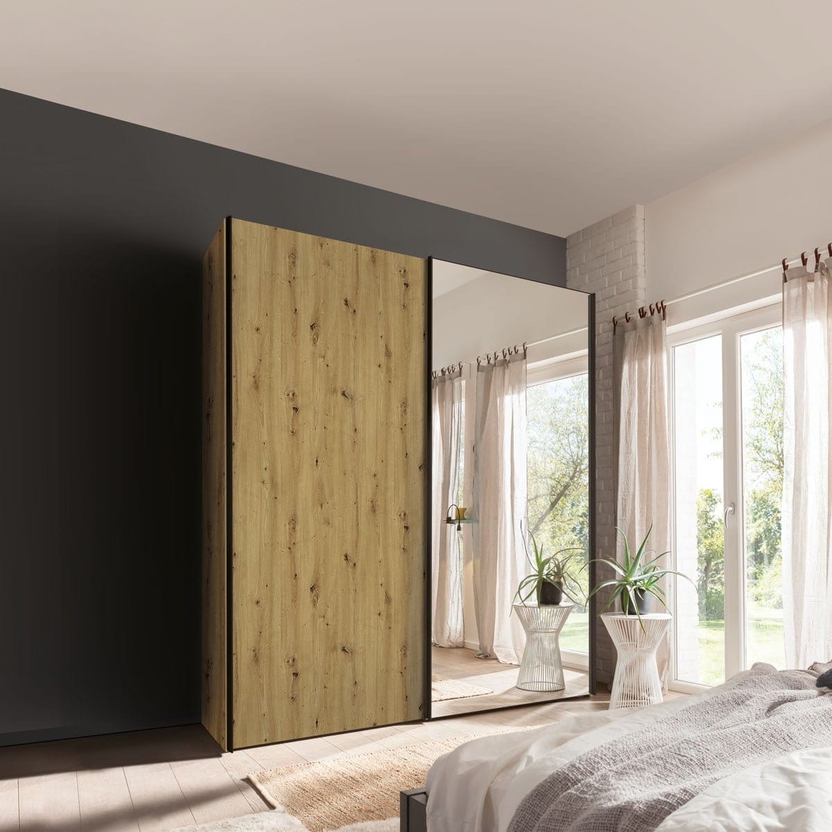 Presto-E Nolte hout spiegel kledingkast 2 Presto-E Nolte hout spiegel kledingkast 2