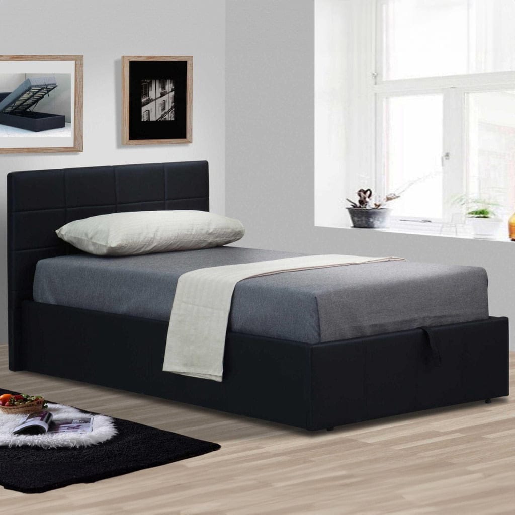 eenpresoons bed in slaapkamer