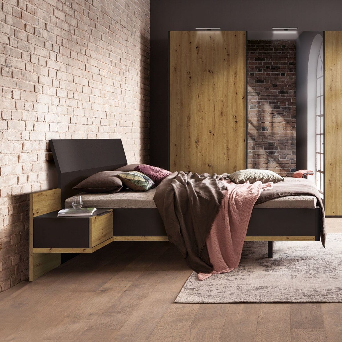 Concept Me Nolte antraciet met hout bed