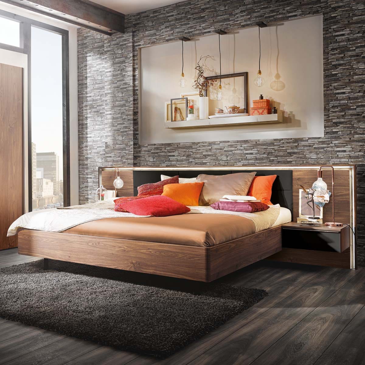 Concept Me Nolte donkerbruin hout met zwart bed